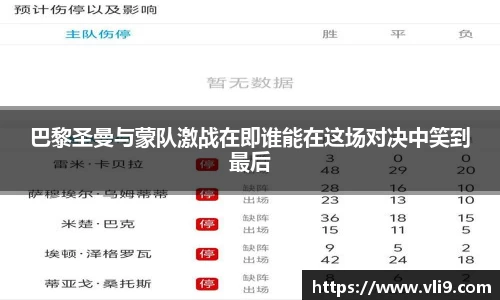 巴黎圣曼与蒙队激战在即谁能在这场对决中笑到最后